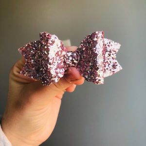 Faux leather hair bow